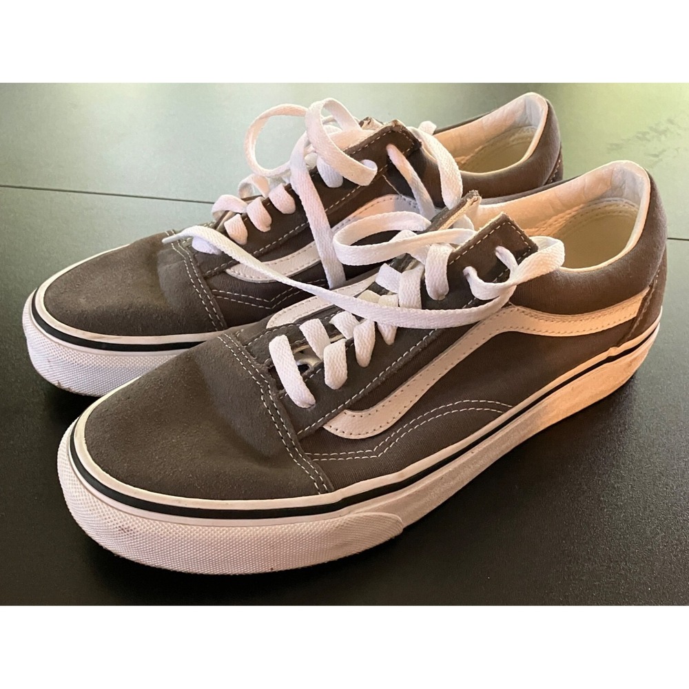VANS OLD SKOOL Skate Sneakers Shoes GRAY SUEDE & CANVAS w/White MENS-6.5, WMN-8
